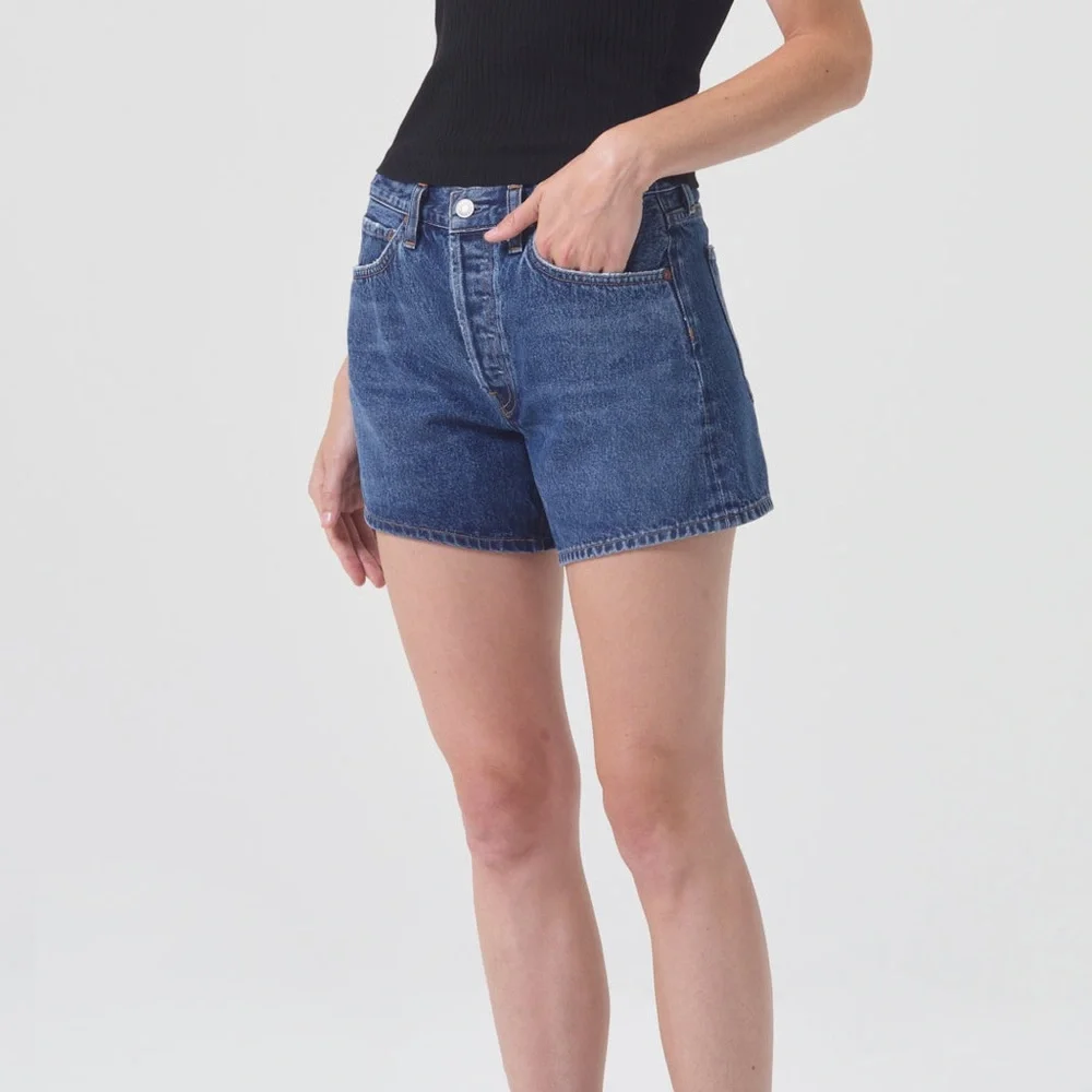 Agolde Parker Long short Dark Blue Denim Jean Shorts